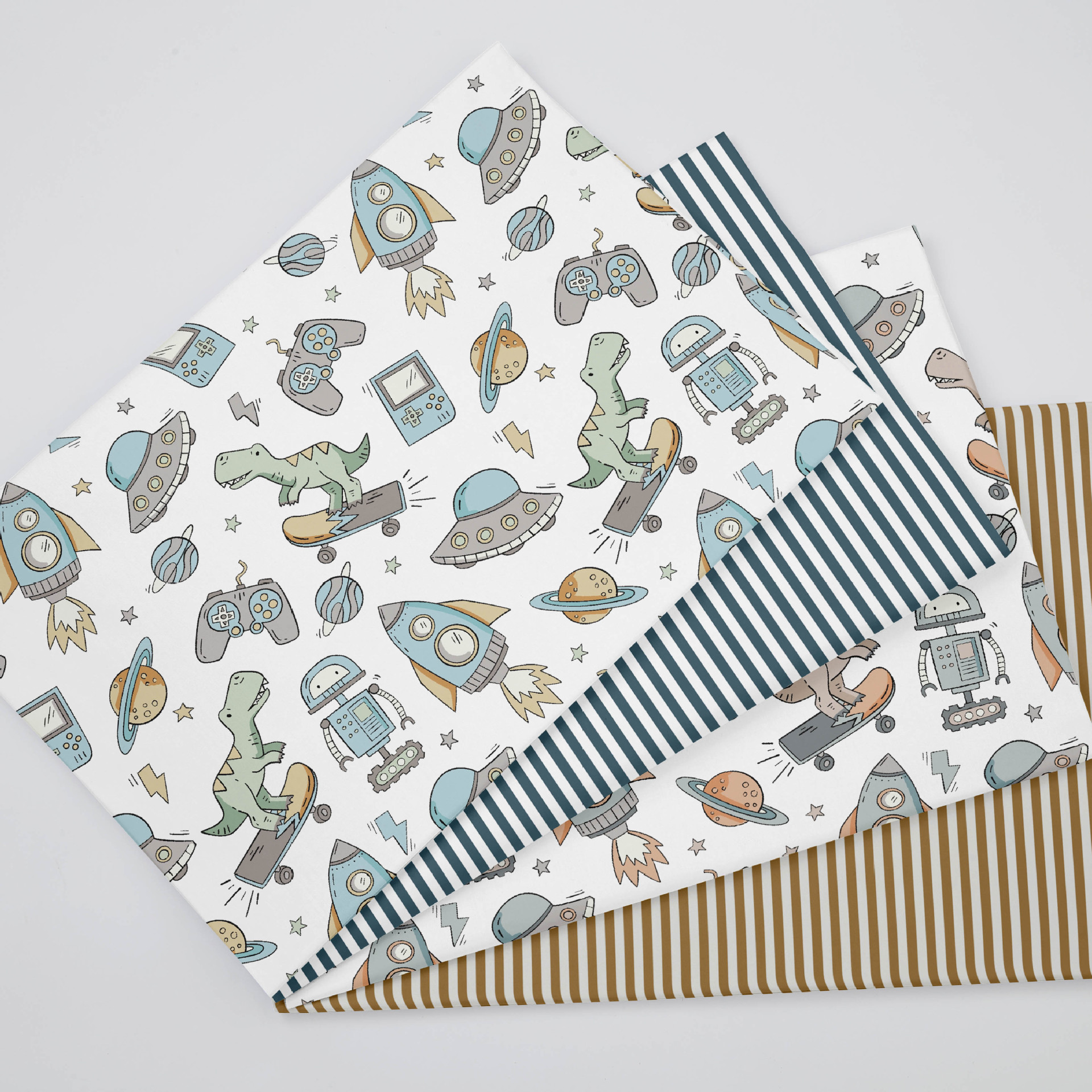 Wholesale Supply of 1.6m Widths 133*72 Twill Digital Printed Cartoon Stripesd 40-Count Jet Cotton Fabric