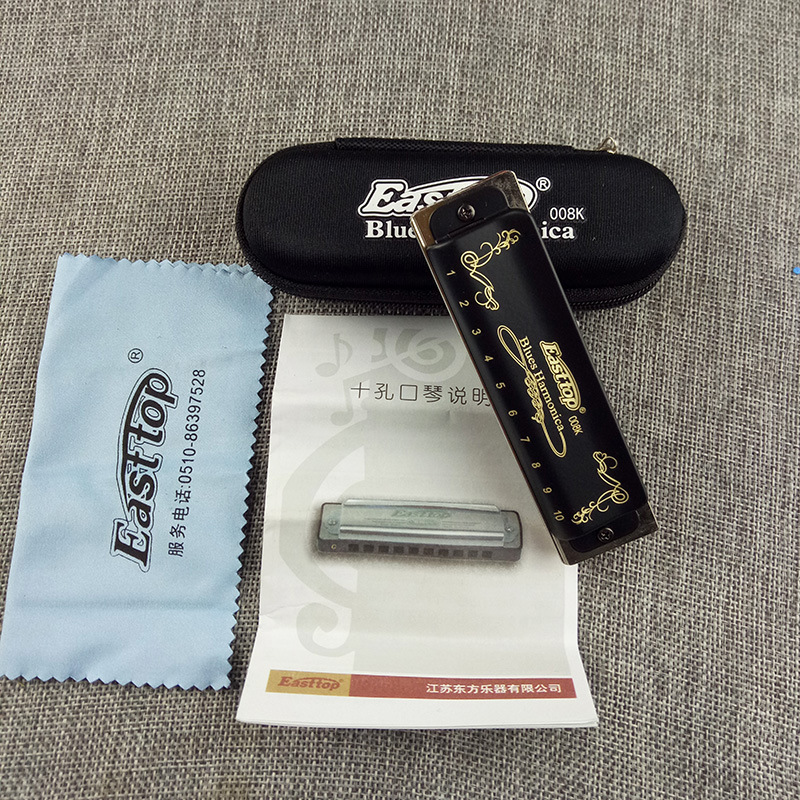 Dongfang Ding Harmonica 10-hole Blues C Tune Play T008K Ten-hole Adult Children Beginner Blues