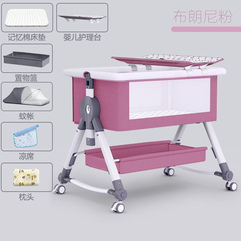 Picture of Baby Bed Neonatal Bed Splicing Big Bed Baby Shaker bb Children's Bed Multi-functional Mobile Foldable Bed
