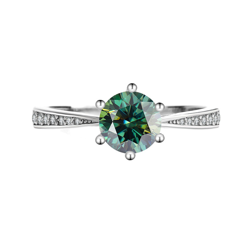 Picture of S925 sterling silver moissanite Korean version of six-claw ring ladies ring six-claw classic crown for wedding ring manufacturers wholesale