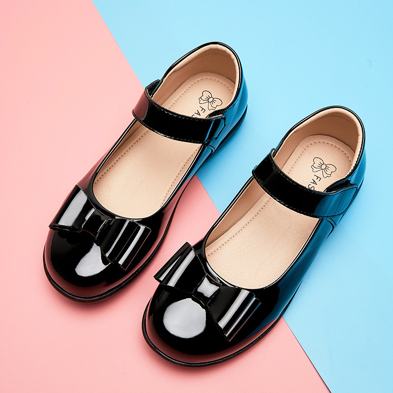 Picture of Girls Black Leather Shoes Performance Shoes Princess Shoes Small Leather Shoes Children's School Leather Soft Sole Shoes School Shoes