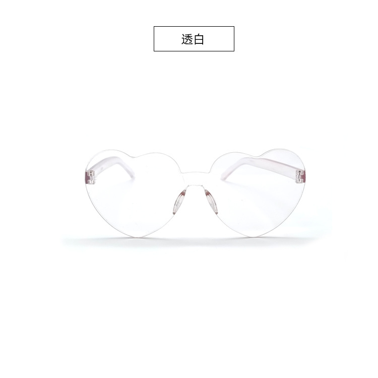 Picture of New love sunglasses jelly color frameless heart-shaped conjoined glasses dazzling color heart sunglasses