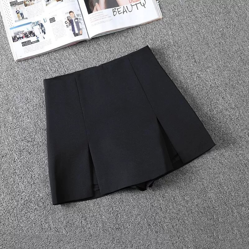 Black short skirt for women 2023 spring new hot girl sexy skirt split high waist slimming A- line skirt