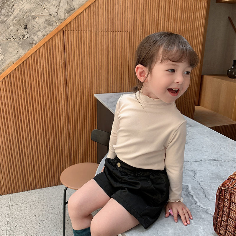 Picture of Girls' Base Shirt Baby's High Collar Velvet Children's Autumn and Winter Outer Wear Korean Style Western Style Long Sleeve T-Shirt