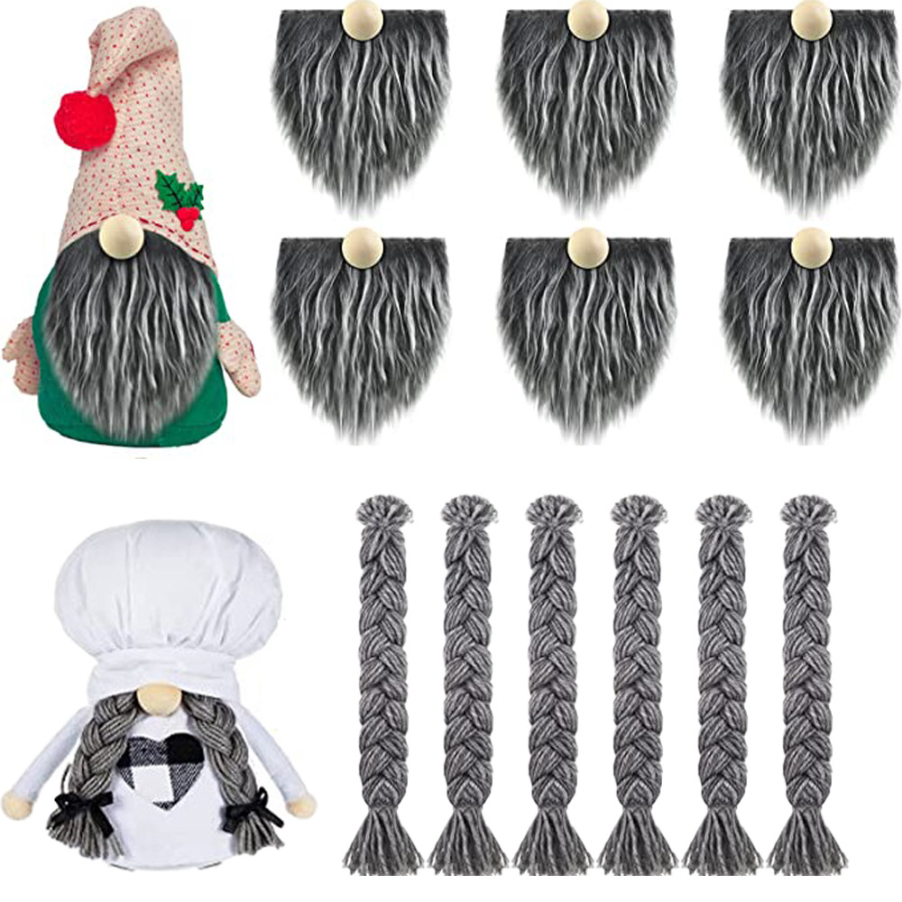 Picture of Dwarf Doll Handmade DIY Materials Amazon Decoration Artificial Fur Beard Wooden Ball Christmas Gnome Pom-Pom