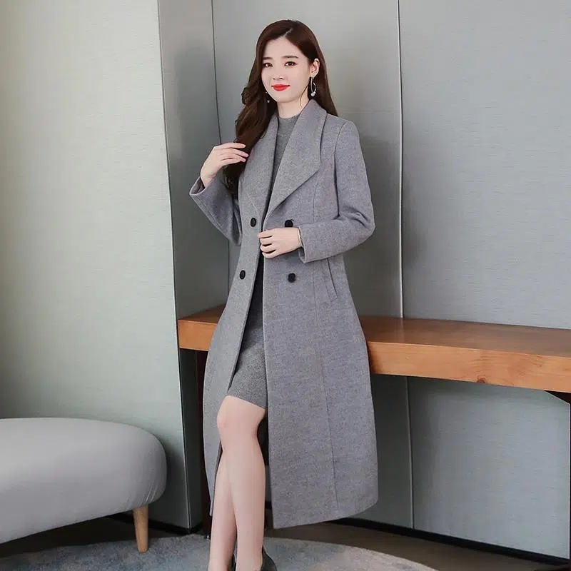 Picture of Southeast Asia Cross-border Coat Women's New Long Over-the-knee Large Size Woolen Coat Women's Winter Lapel Woolen Top for Chubby Girls