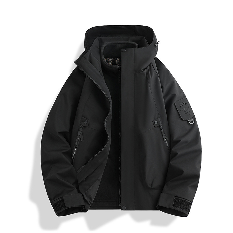 Picture of Three-in-one women's detachable autumn and winter two-piece outdoor windbreaker jacket men's water-repellent plus size mountaineering suit