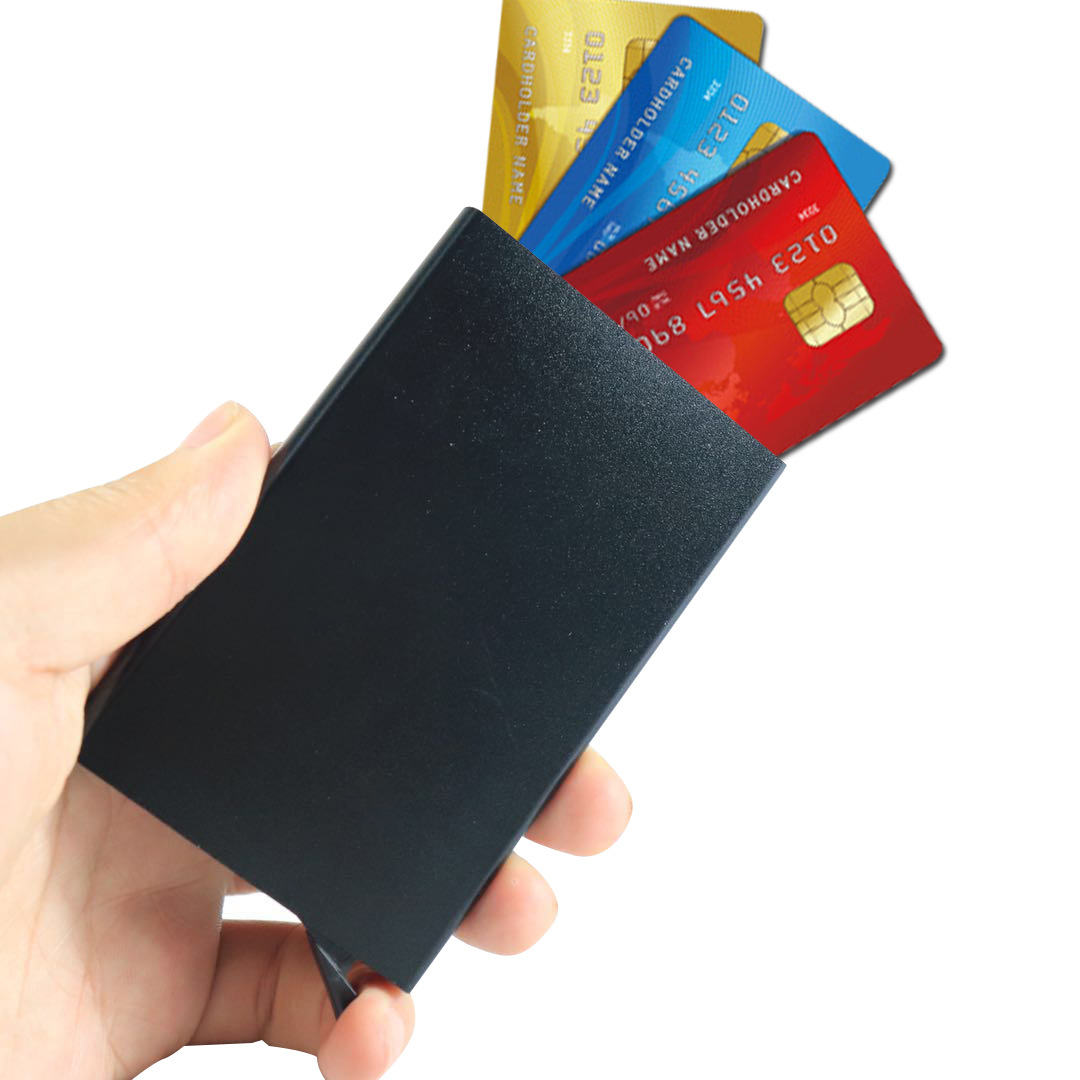 Automatic credit card box rfid anti-credit brush creative business card case membership card clip fashion aluminum alloy bank card bag