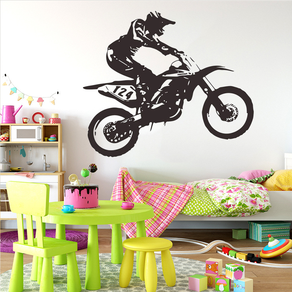 Cross-border new motorcycle racer creative carved vinyl wall sticker living room bedroom background wall decoration 451