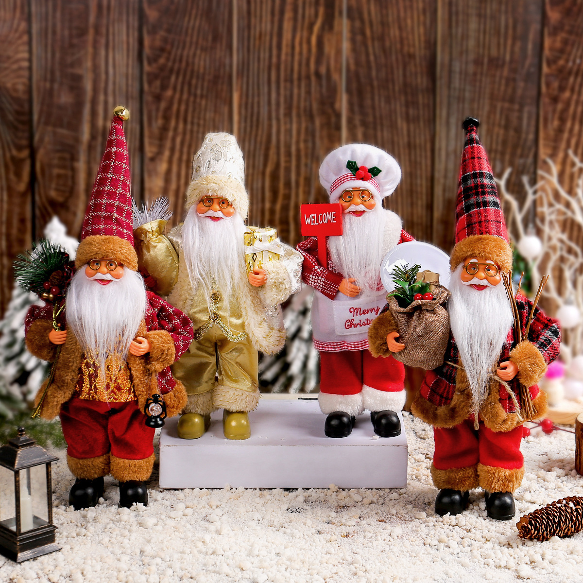 Cross Border Standing Santa Claus Doll Ornaments Christmas Cute Gift Holding Doll Doll Window Decoration Supplies