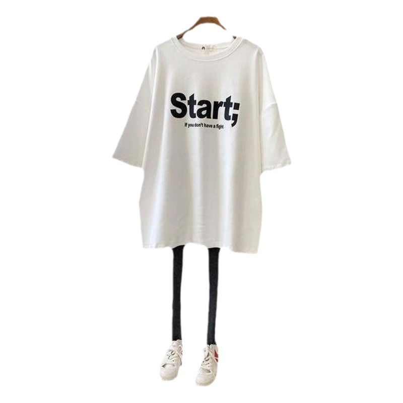 Maternity clothing breastfeeding clothing summer new short-sleeved T-shirt women's loose fashion letter printed maternity top mid-length