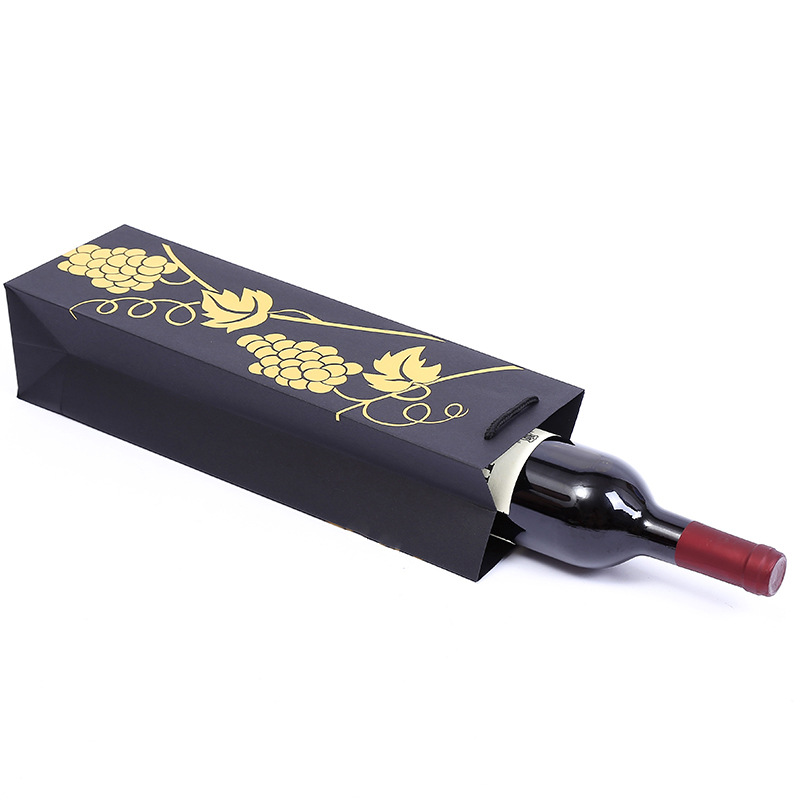 Picture of Red Wine Portable Paper Bag in Stock Hot Stamping Practical Red Wine Gift Packaging Bag Wine Portable Paper Bag Wholesale