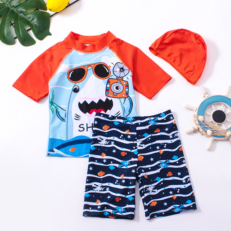 Children's Swimsuit Boy's Split Shark Cartoon Medium and Large Kidsren's Quick-Drying Hot Spring Split Swimsuit Baby Infant