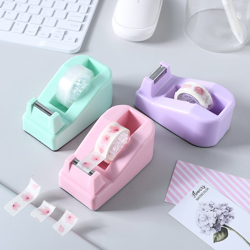 Lideme Macaron Color Tape Holder Cross-Border Direct Supply Small Tape Machine Creative Office Large Tape Cutter
