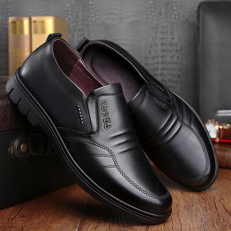 2024 New Leather Shoes Men's Soft Leather Soft Bottom Non-Slip Casual Men's All-Match Men's Leather Shoes Business Dress Men's Shoes