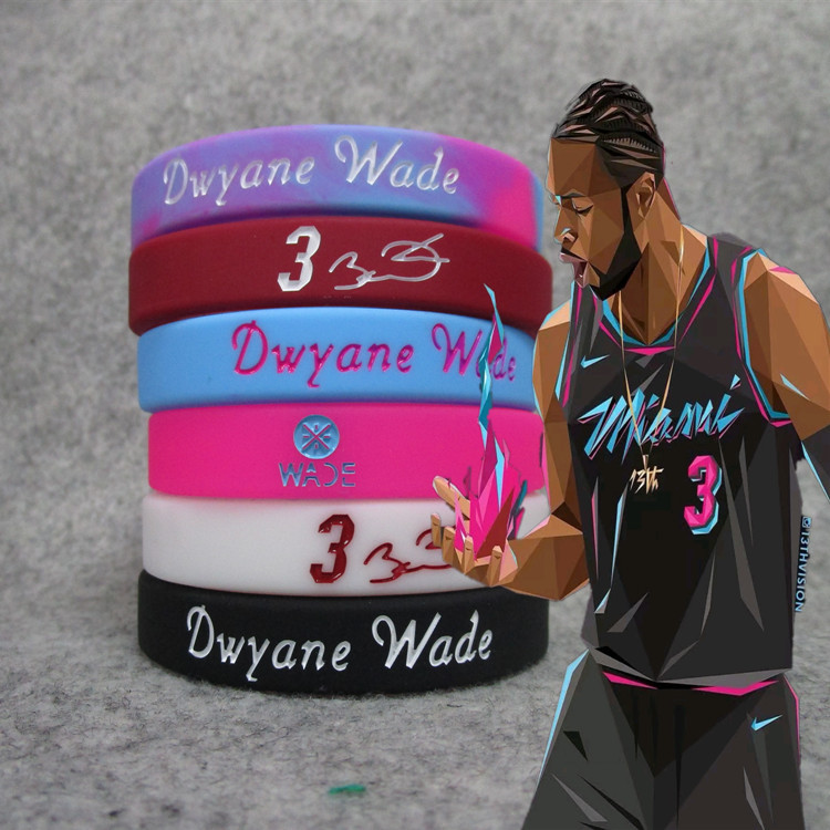 Basketball Star Hot No. 3 Flash Wade Signature Sports Luminous Bracelet Silicone Wristband Fan Supplies