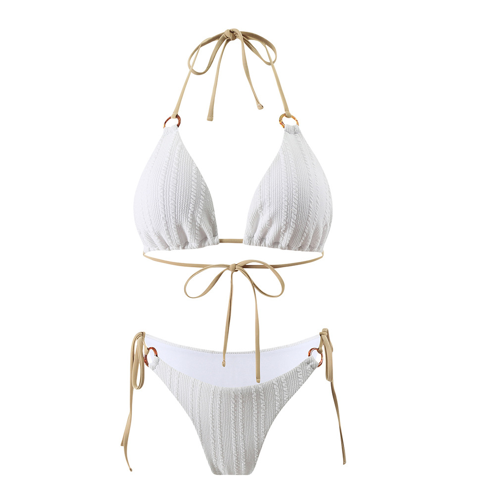 Cross-border 2025 New Solid Color Bikini European and American Contrast Color Strap Split suit Swimsuit Women's Bikini