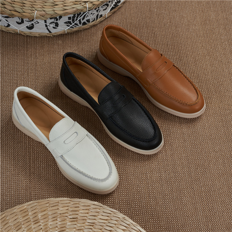 British Handmade Summer Loafers Men's LP Soft Bottom Top Layer Cowhide Lazy One-Step Leather Casual Loafers