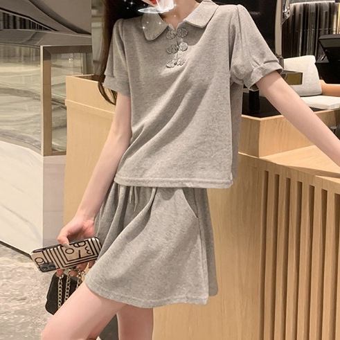 Internet Celebrity Fried Street Casual Sports suit Women's Summer Fashion Age-reducing Lively Playful Short-sleeve Shorts Two-piece Set