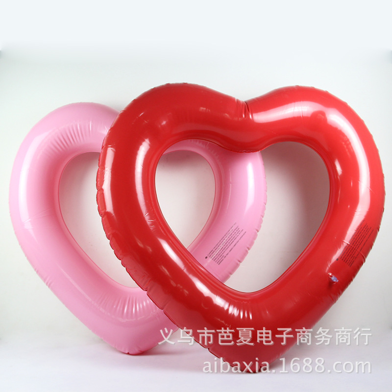 Ins Hot Sale Red Love Swimming Ring Pink Love Ring Extra Thickened Inflatable Life Buoy Floating Bed