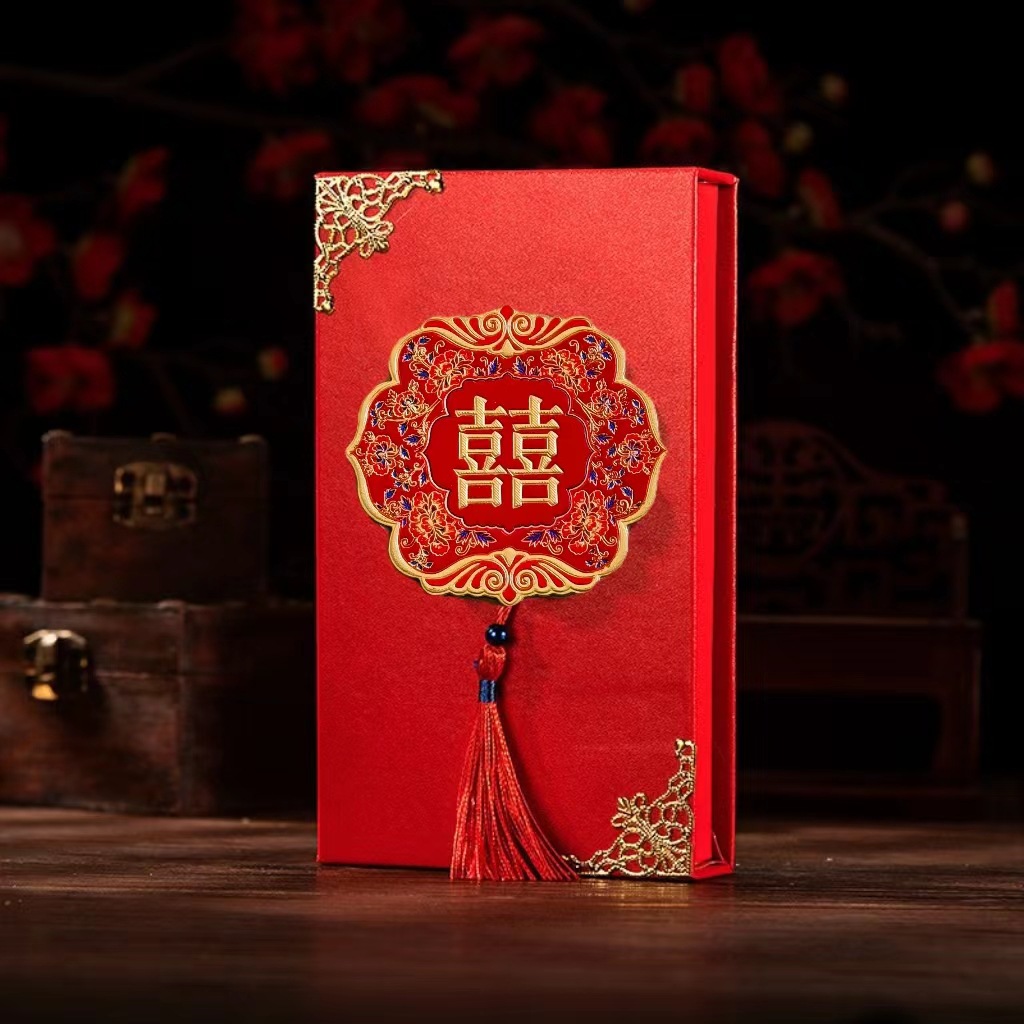 Picture of 2025 New Wedding High-End Red Envelope, Modified Gift, 10,000 Yuan Red Envelope, Wedding Gift, Gold Box, Color Gift Box, Souvenir