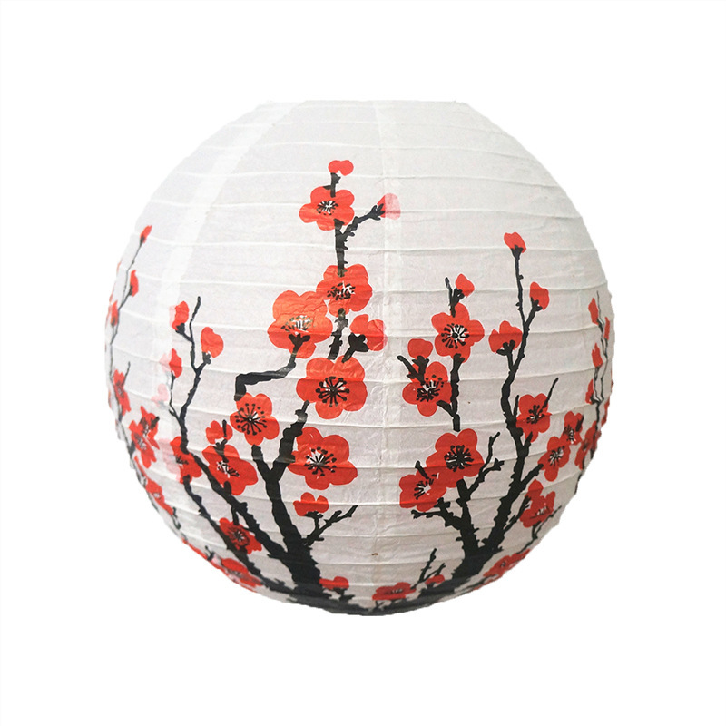 Picture of Chinese style plum blossom lantern Spring Festival restaurant hotel antique decorative folding paper lantern manufacturers supply round lampshade