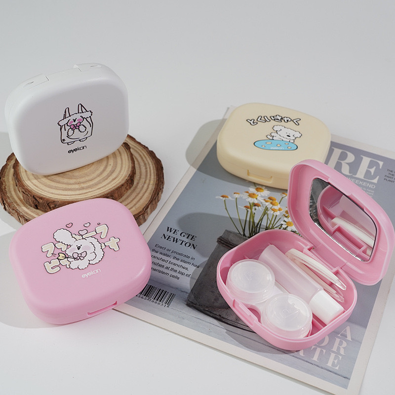 Kaida Contact Lens Box Companion Dual-link Beauty Pupil Box Portable with Mirror Portable Cute Big Companion Box 2501