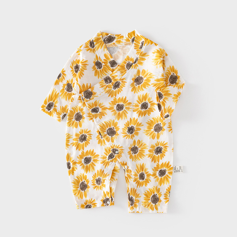 Picture of Baby's Gauze One-piece Suit Baby's Summer Ultra-thin Long-sleeved Pure Cotton Harper Children's Summer Air-conditioning Suit Newborn Climbing Suit