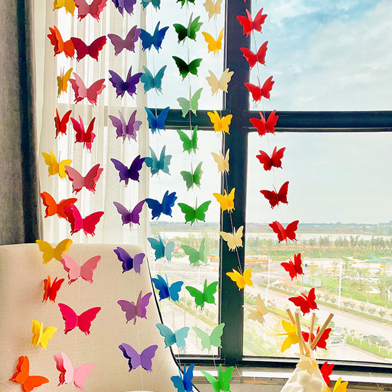 3D Butterfly Paper Flower Wedding Bedroom Living Room Decoration Arrangement Birthday Party Wall Hanging Decoration