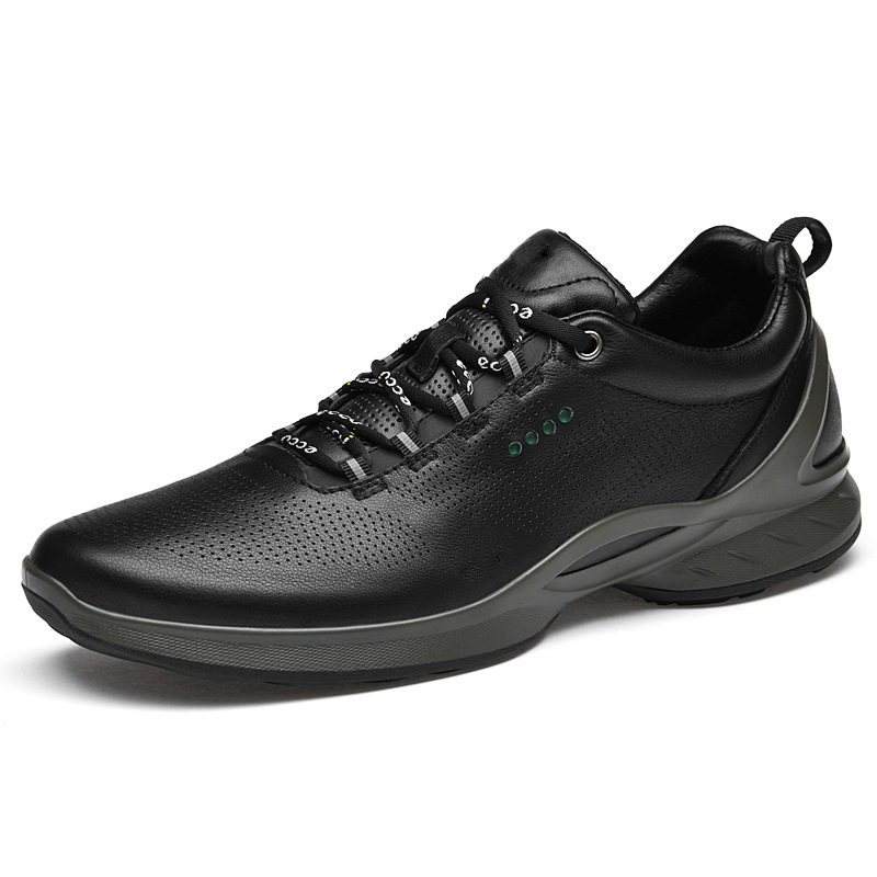 8022 Men's Shoes Casual Leather Shoes Spring and Summer Low-Top Perforated Breathable Genuine Leather Cowhide Sports Casual Shoes Plaid Outdoor