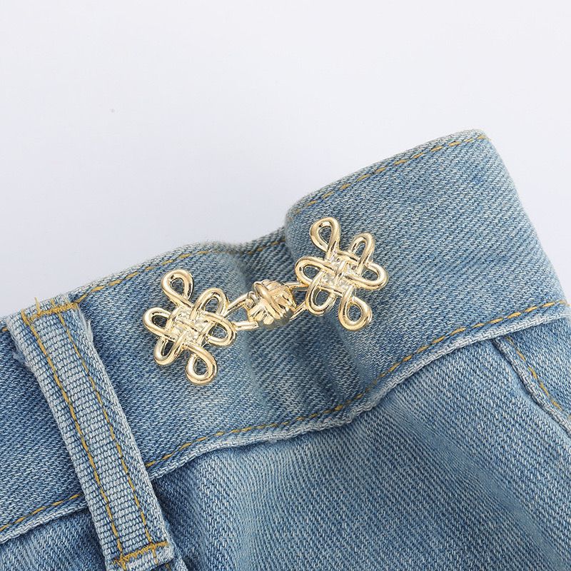 Picture of Chinese Knot Waist Buckle Pair Buckle Flat Bottom Removable Nail-free Seam-free Button Girl's Trouser Skirt Waist Size Change Artifact