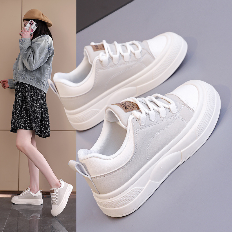 2025 spring small white shoes new Korean style ins female students height-increasing thick-soled sports skate shoes casual shoes women Q2002