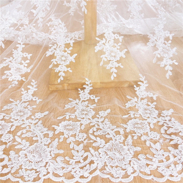 New Water-Soluble Wedding Dress Sequin Embroidery Fabric Mesh Double-Sided Embroidery 125cm Dress Lace Fabric Cross-Border Export