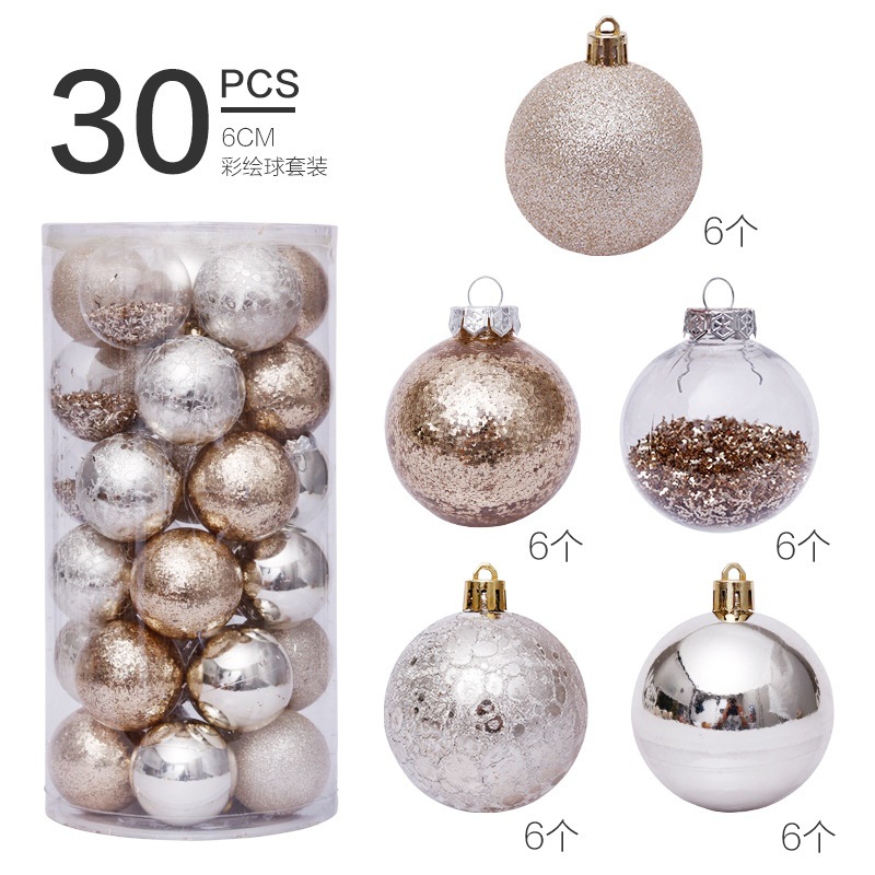 Picture of Cross Border in stock Christmas Decorations 6cm/30pcs Transparent Ball Christmas Ball suit Christmas Tree Pendant