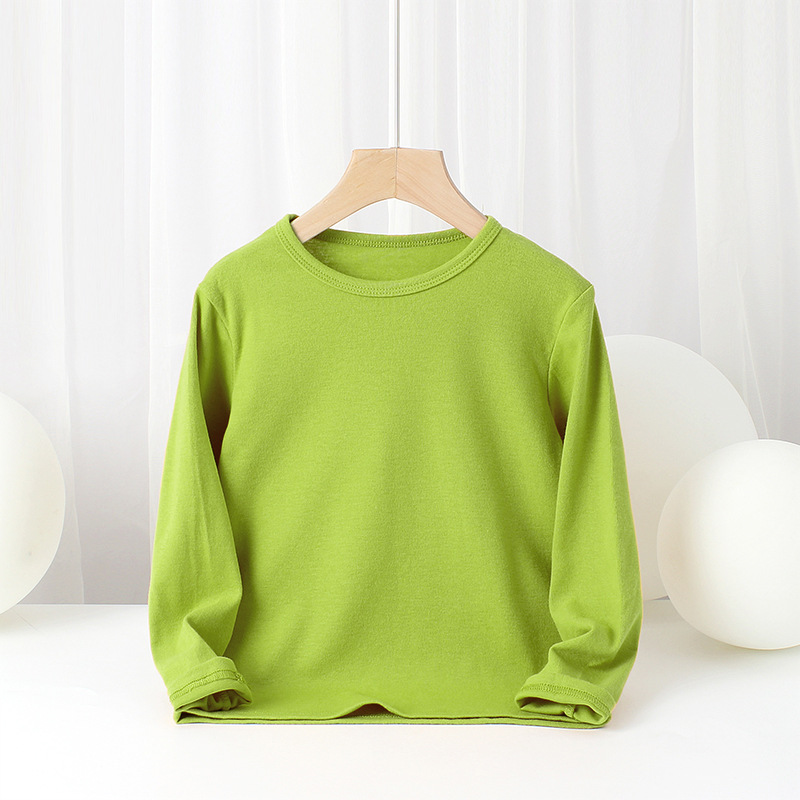 Picture of Spring and autumn children's clothing Korean new boys bottoming shirt girls cotton stretch solid color long sleeve children's T-shirt wholesale