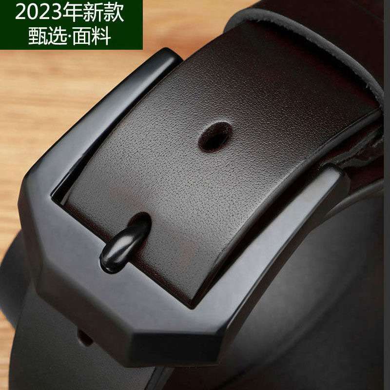 Vintage Belt Men's Genuine Leather Casual Business Simple Cowhide Belt Men's Young and Middle-aged Fashionable All-match Pin Buckle Belt