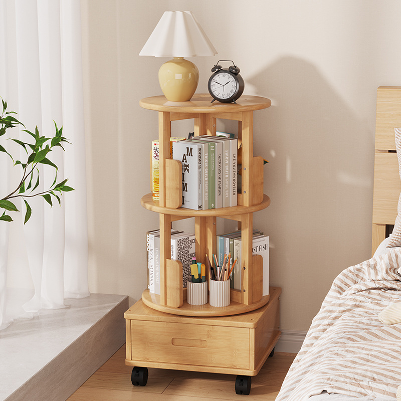 Household children's bookshelf multi-functional storage rack 360-degree movable rotating bookcase Reading Rack storage organizer