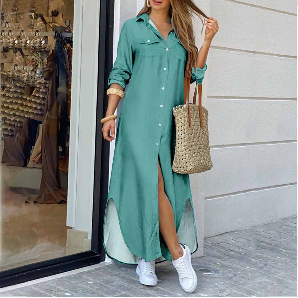 Picture of Cross-Border Women's Clothing Amazon 2025 European and American Spring and Summer New Printed Long-Sleeved Dress Fashionable Sexy Shirt Long Skirt