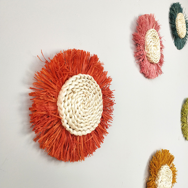 Picture of Pastoral Style Wall Decoration Handmade Straw Wall Decoration Background Wall Decoration Moroccan Style Decoration Sofa Bedside Hanging Decoration