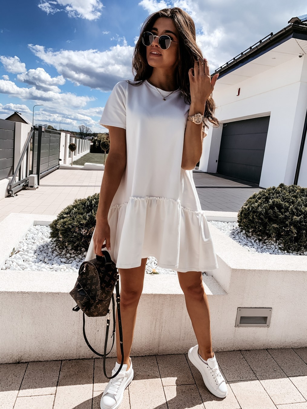 2024 New European and American AliExpress Amazon wish Loose Casual Round Neck Short Sleeve Solid Color dress