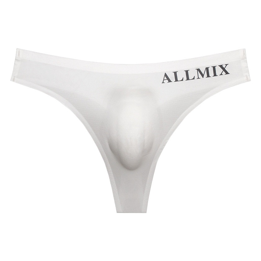 Picture of Foreign Trade Men's Sexy Sports Fitness Letter Thin Transparent Showing Hip Ice Silk Low Waist Seamless Triangle Single Thong