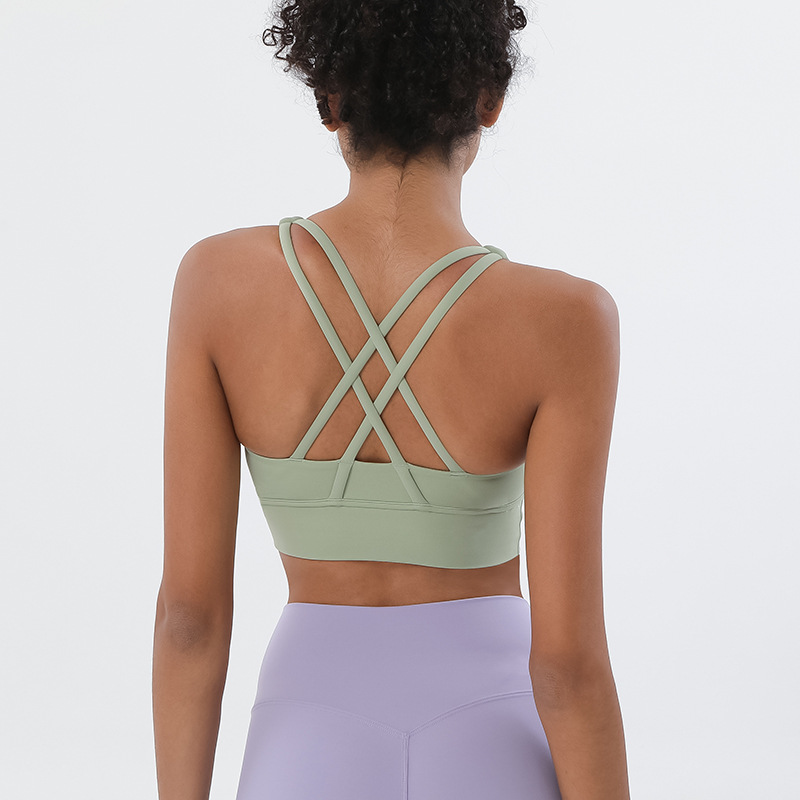 Picture of 2022 new double-sided brushed cross back sports underwear shockproof push up yoga sports bra fitness vest