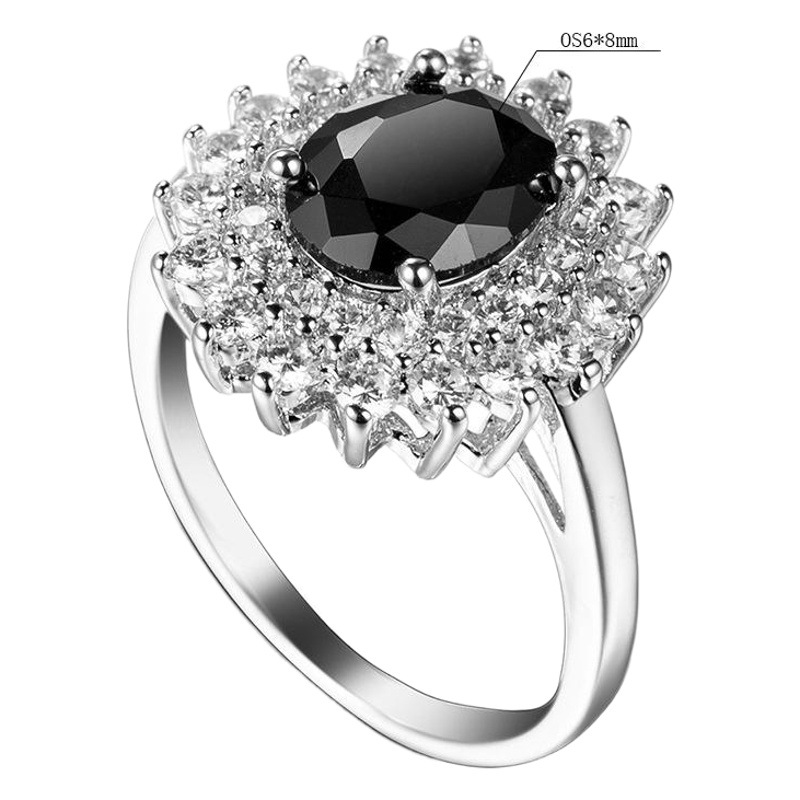 Cross-border AliExpress wish Hot Ring Black Zircon Jewelry Jewelry Women's European and American Fashion Women's Jewelry