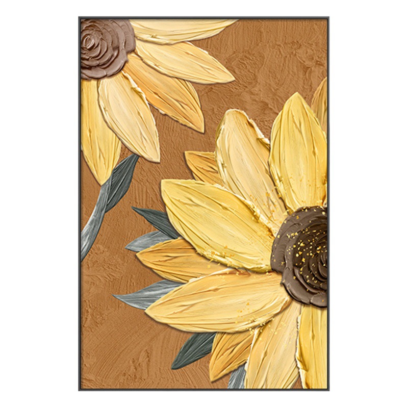 Modern minimalist living room decorative painting Sunflower texture painting sofa background wall mural abstract art hallway hanging painting