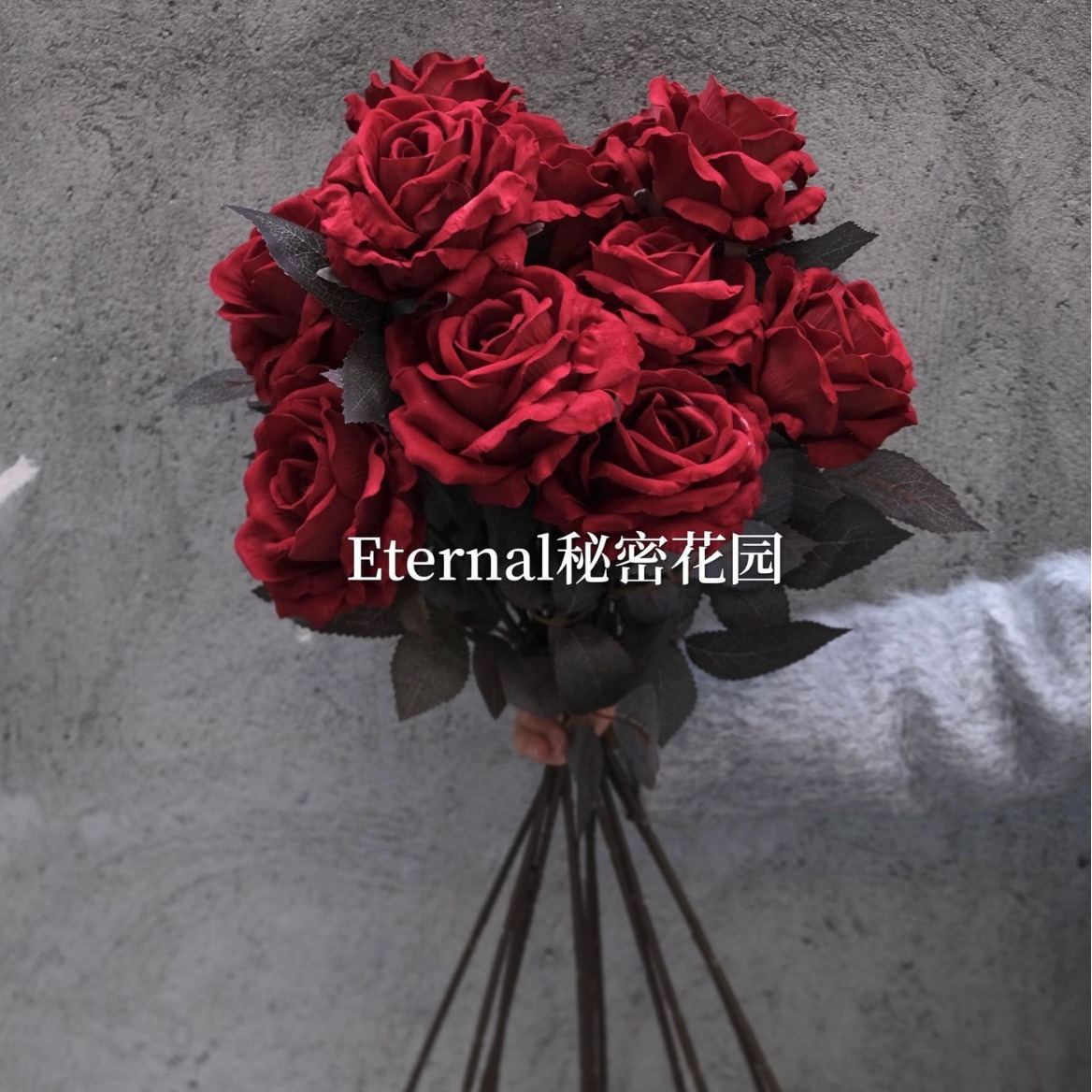 Velvet single imitation rose dark wind red and white rose single ROSE rose wholesale rose wall proposal