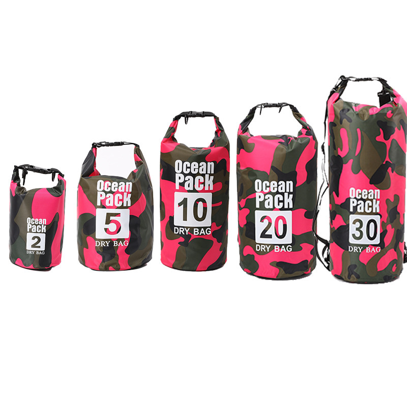 Picture of Cross-border Hot Camouflage Drift Waterproof Bag Single Shoulder Double Shoulder Waterproof Barrel Bag Polyester Lightweight Drift Bag Large in stock