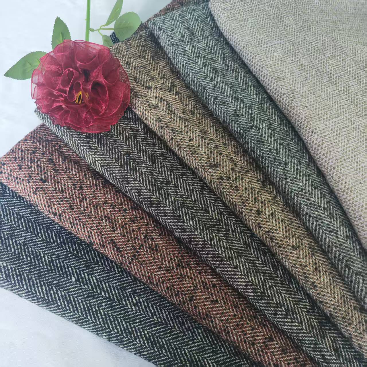 Picture of Shaoxing manufacturer spot 25 autumn and winter wool circle herringbone suit fashion shoes hat luggage coarse herringbone wool