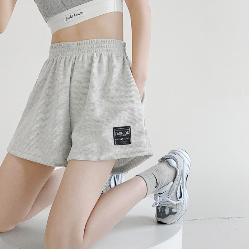 Summer 2025 New Korean Style Loose High-Waisted Home Wide-Leg Hot Pants Waffle Sports Shorts Women's Outer Wear Wholesale
