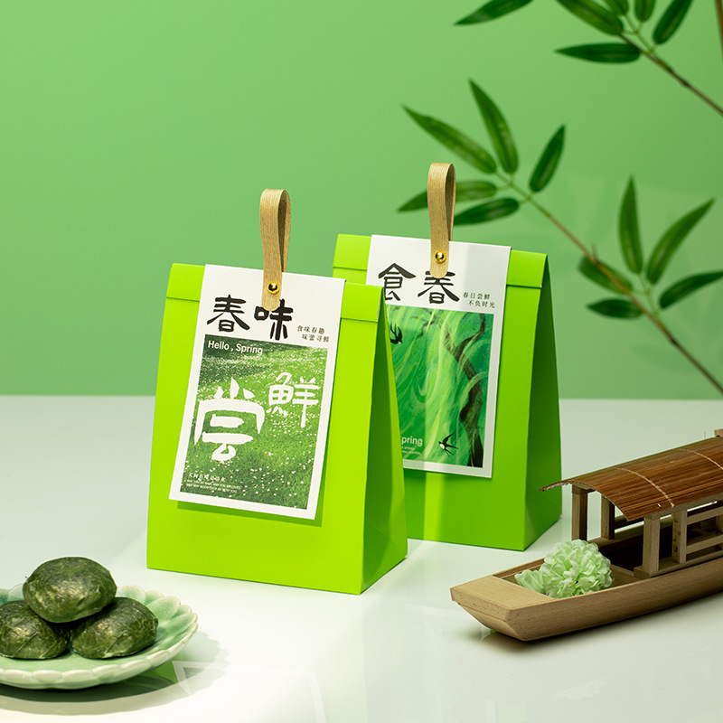 High-end baking gift bag packaging hand gift self-standing bag cookies mung bean cake candy packaging bag paper bag in stock