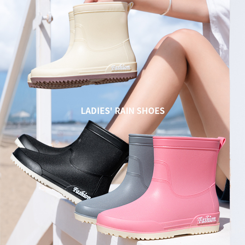 On behalf of cross-border fashion rain boots women's non-slip mid-barrel water shoes water boots short barrel rain boots car wash kitchen shoes rubber shoes foreign trade